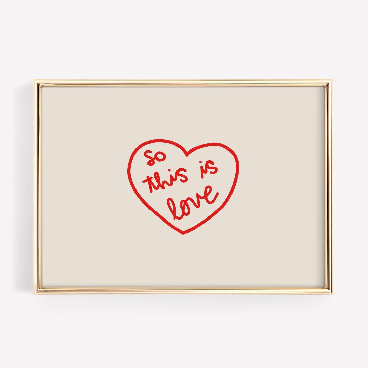 So This Is Love Red Heart Print | Romantic Wall Art | Love Quote Print for Bedroom Decor