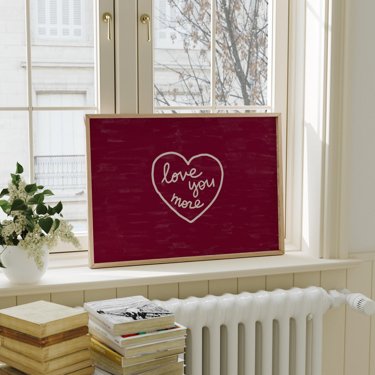 Love You More Print | Burgundy Romantic Wall Art | Cozy Bedroom Decor