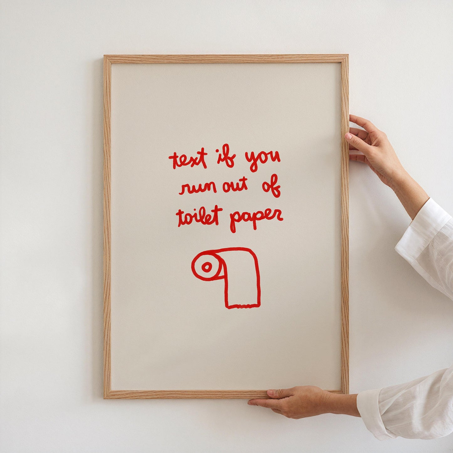 Red Text If You Need Toilet Paper Print | Funny Bathroom Wall Art | Playful Guest Powder Room Decor