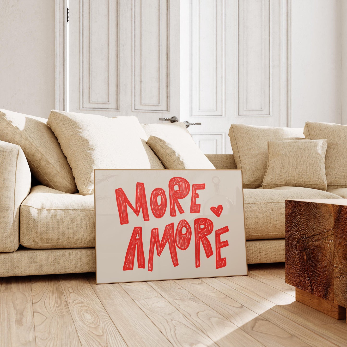 More Amore Wall Art | Red Typography Print | Romantic Bedroom Art