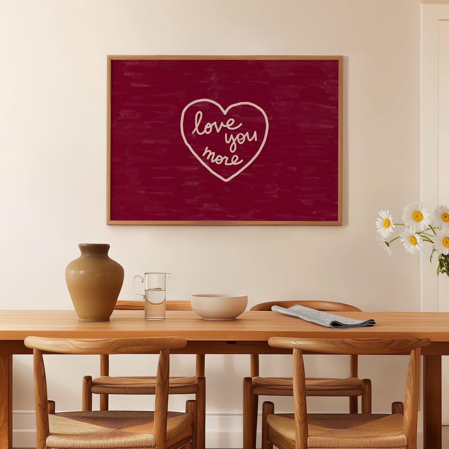 Love You More Print | Burgundy Romantic Wall Art | Cozy Bedroom Decor