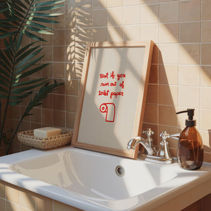 Red Text If You Need Toilet Paper Print | Funny Bathroom Wall Art | Playful Guest Powder Room Decor