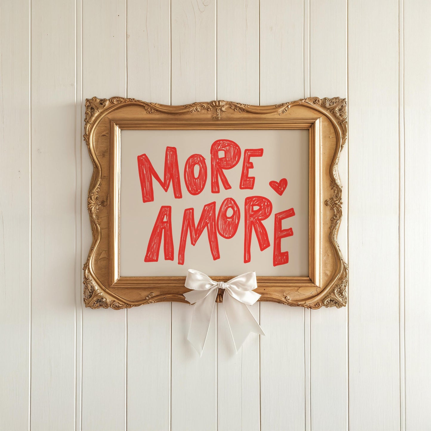 More Amore Wall Art | Red Typography Print | Romantic Bedroom Art