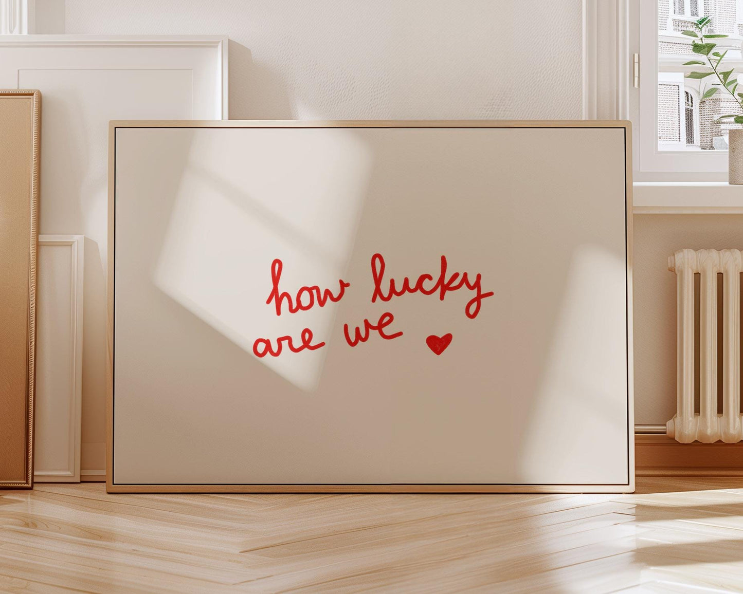 How Lucky Are We Print | Red Love Quote | Romantic Wall Art for Bedroom