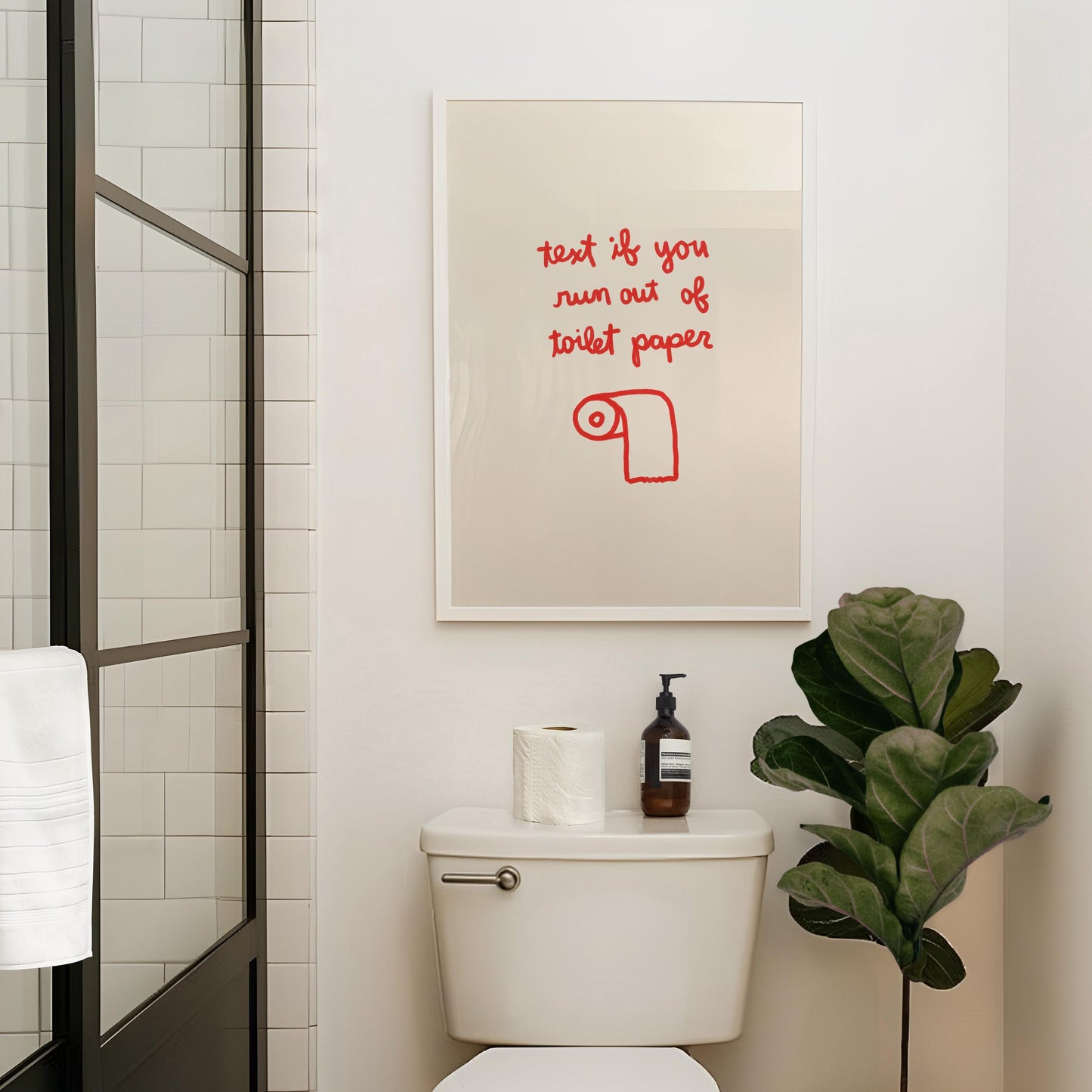 Red Text If You Need Toilet Paper Print | Funny Bathroom Wall Art | Playful Guest Powder Room Decor