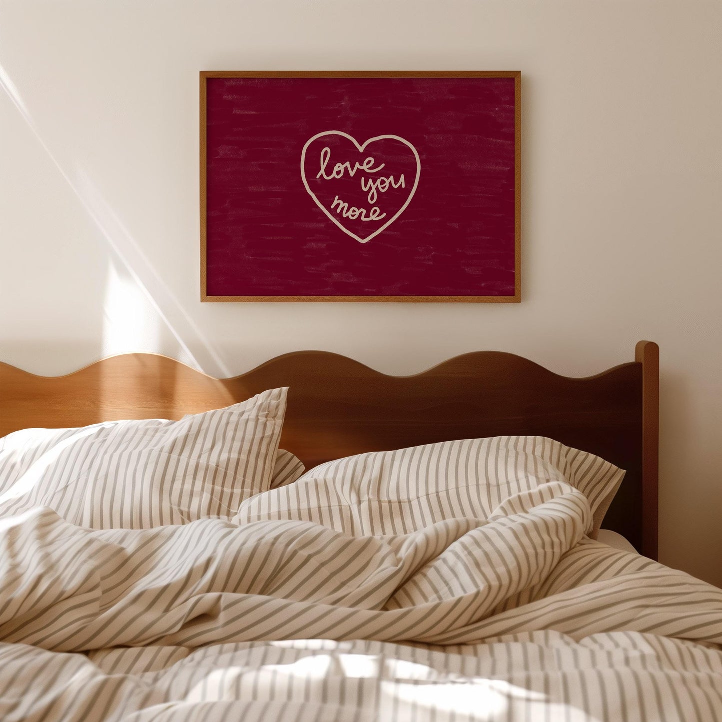 Love You More Print | Burgundy Romantic Wall Art | Cozy Bedroom Decor