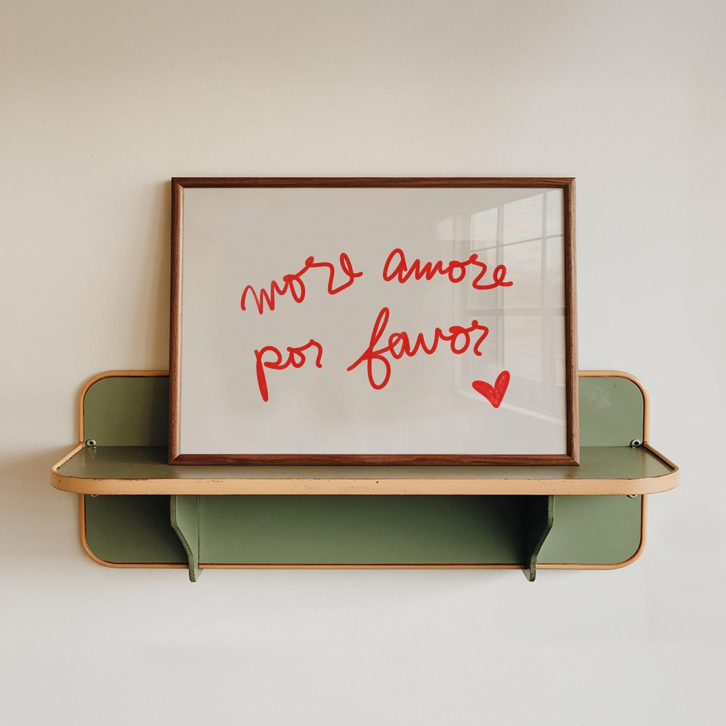 More Amore Por Favor Quote | Red Typography Wall Art | Cute Love Print | Modern Bedroom Decor
