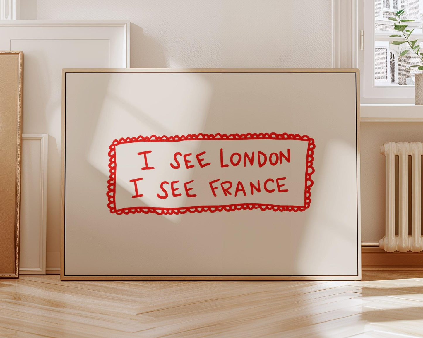 I See London I See France Print | Cheeky Bathroom Wall Art | Red Quote | Playful Decor