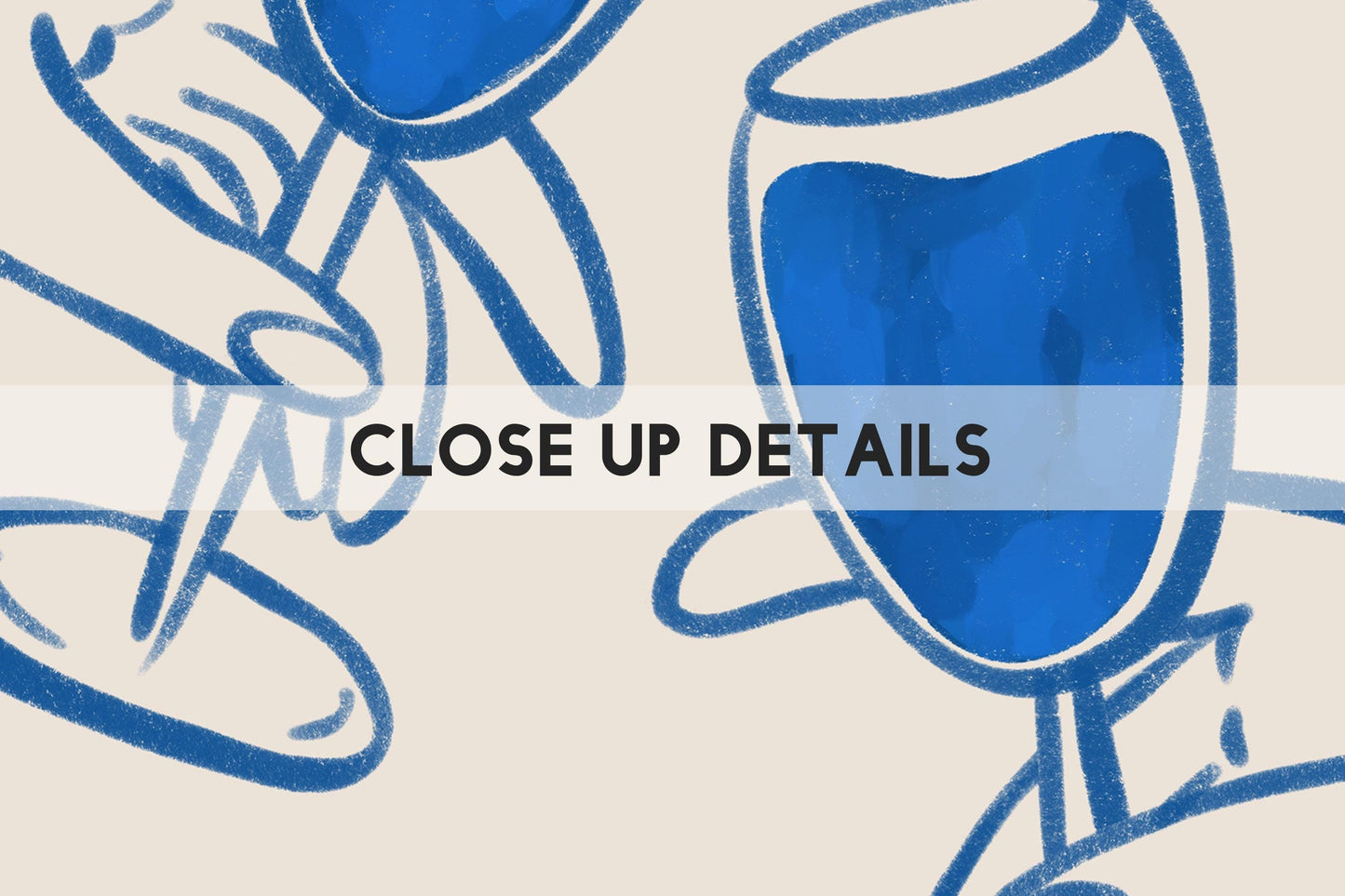 Cin Cin Cheers Print | Blue Wine Illustration | Modern Cocktail Art for Bar Cart Decor