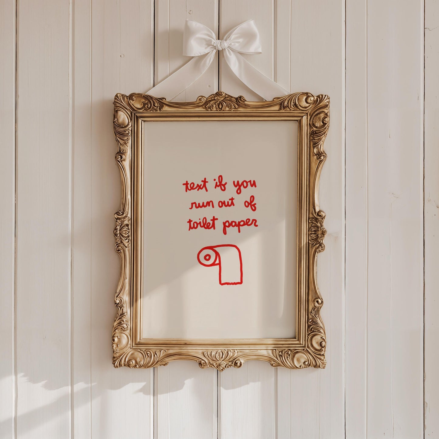 Red Text If You Need Toilet Paper Print | Funny Bathroom Wall Art | Playful Guest Powder Room Decor