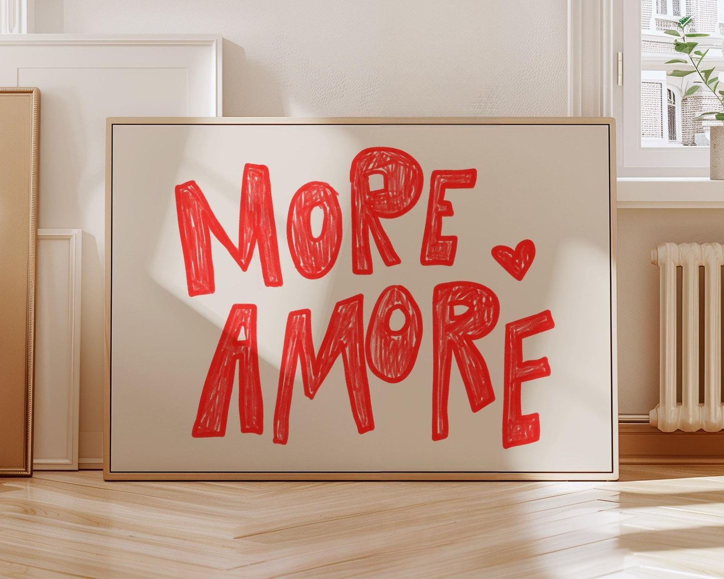 More Amore Wall Art | Red Typography Print | Romantic Bedroom Art