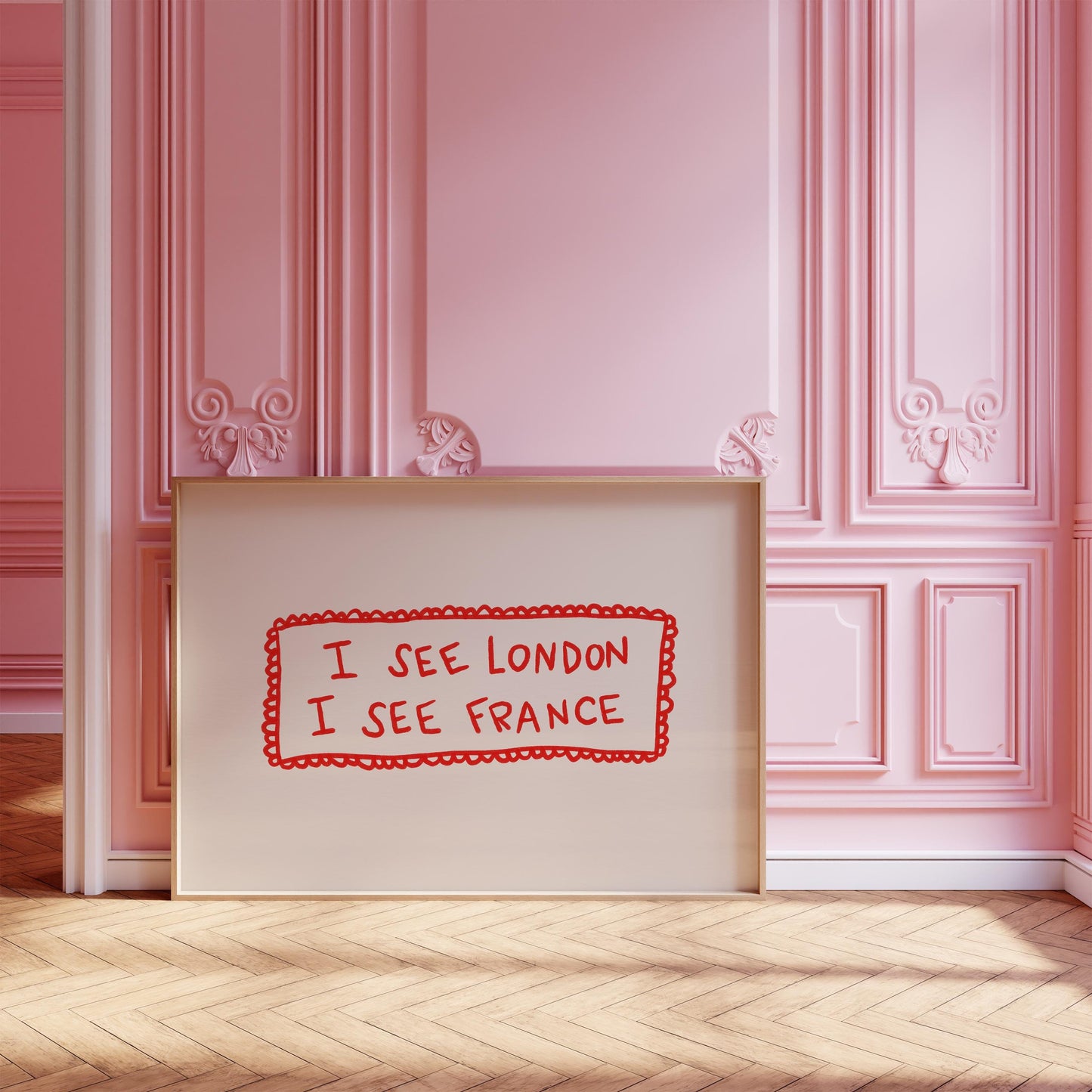 I See London I See France Print | Cheeky Bathroom Wall Art | Red Quote | Playful Decor