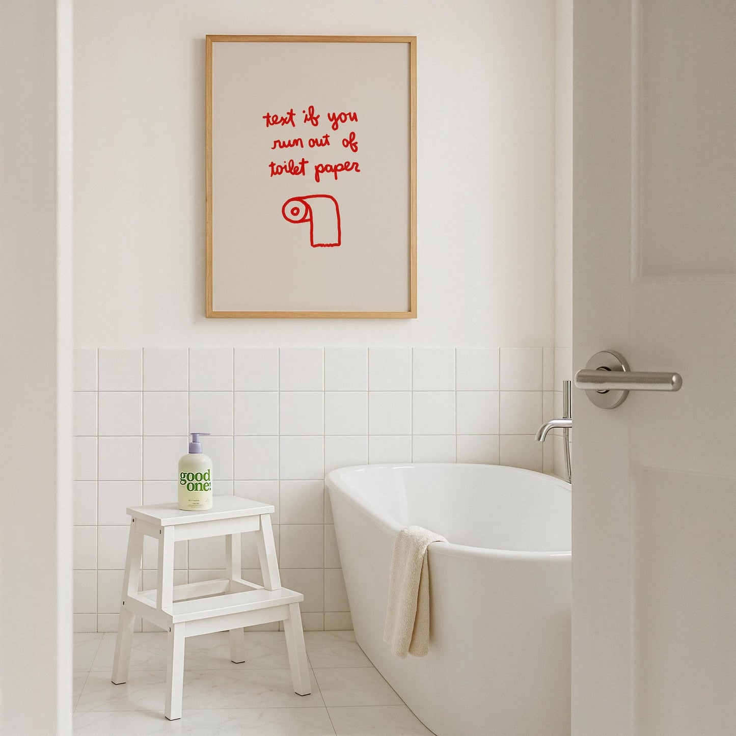 Red Text If You Need Toilet Paper Print | Funny Bathroom Wall Art | Playful Guest Powder Room Decor