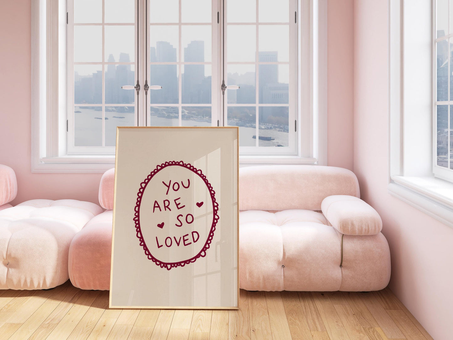 You Are So Loved Lace Print | Burgundy Boho Wall Art Quote | Kids Nursery Room Decor