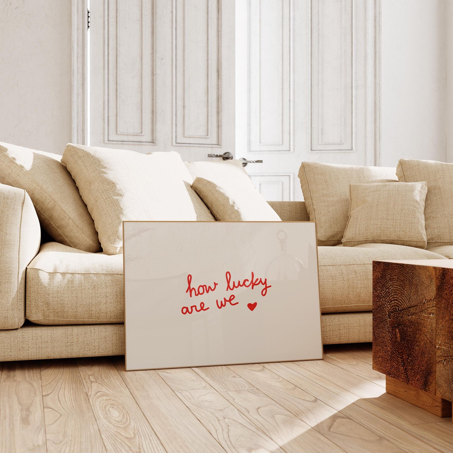 How Lucky Are We Print | Red Love Quote | Romantic Wall Art for Bedroom