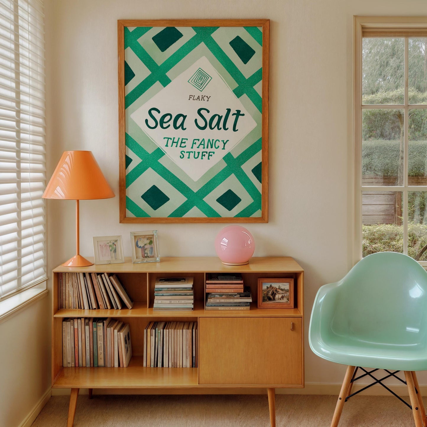 Maldon Sea Salt Print | Green Kitchen Decor | Retro Pantry Wall Art | Chef Gift