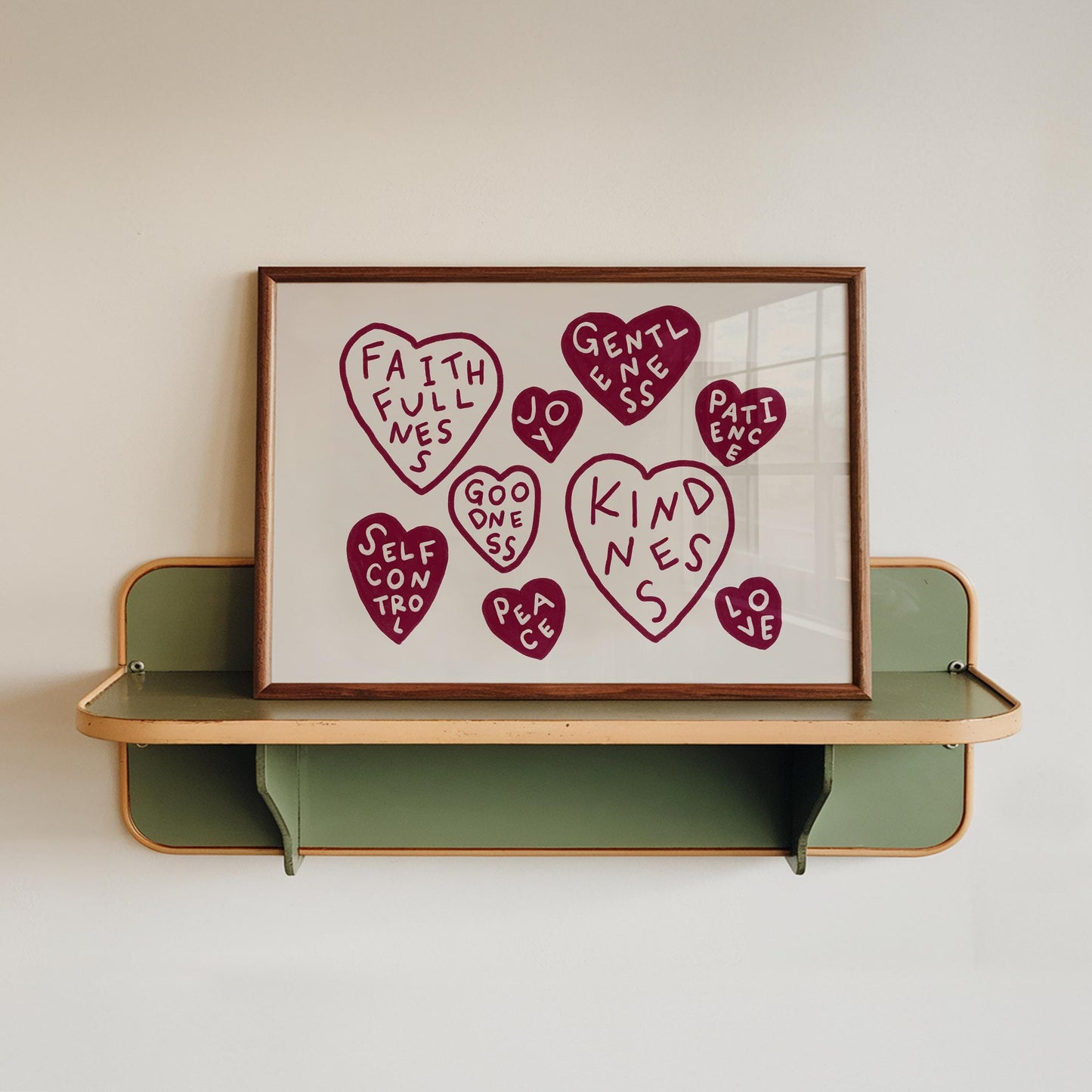 Fruits Of The Spirit Print | Burgundy Christian Wall Art | Faith Home Decor For Bedroom