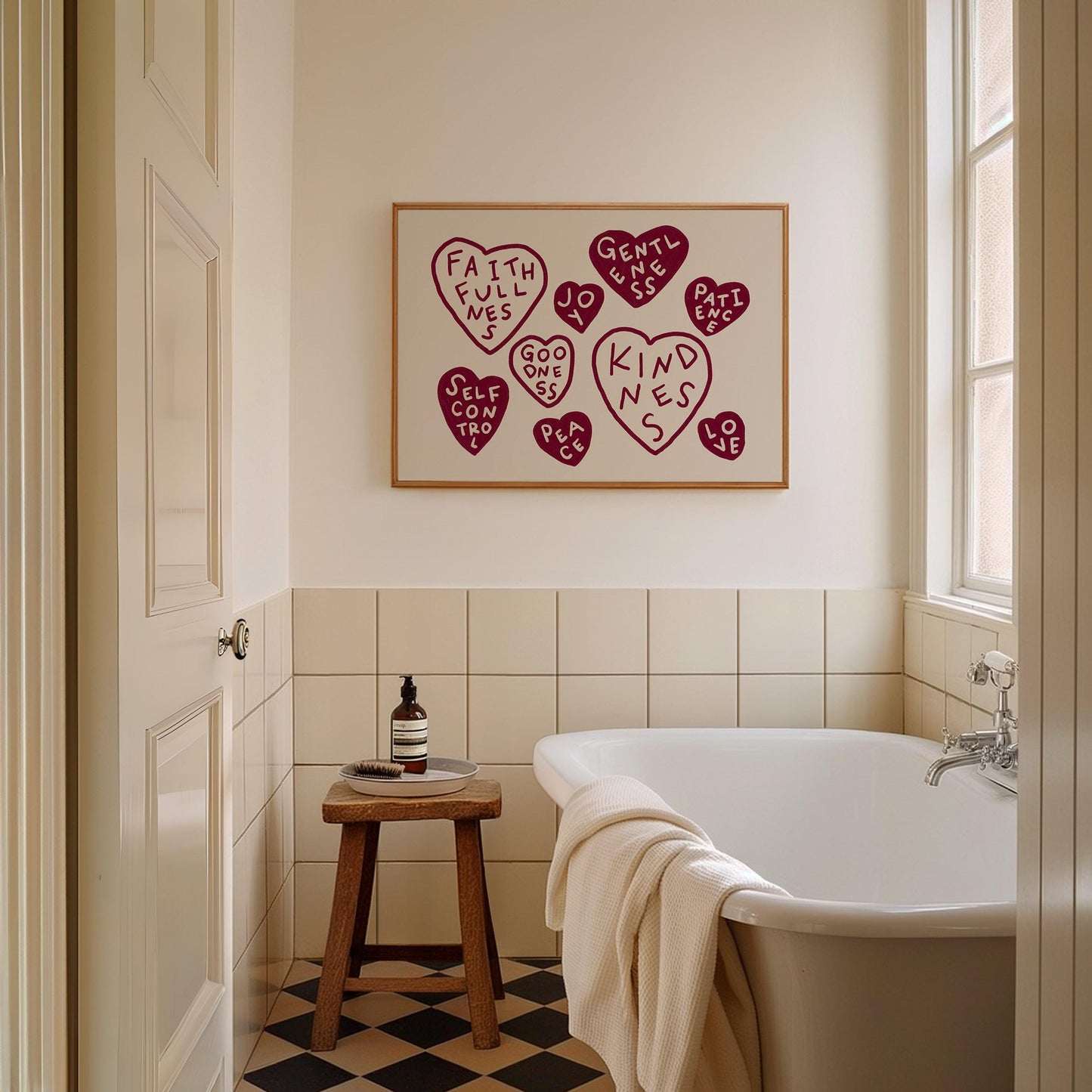 Fruits Of The Spirit Print | Burgundy Christian Wall Art | Faith Home Decor For Bedroom