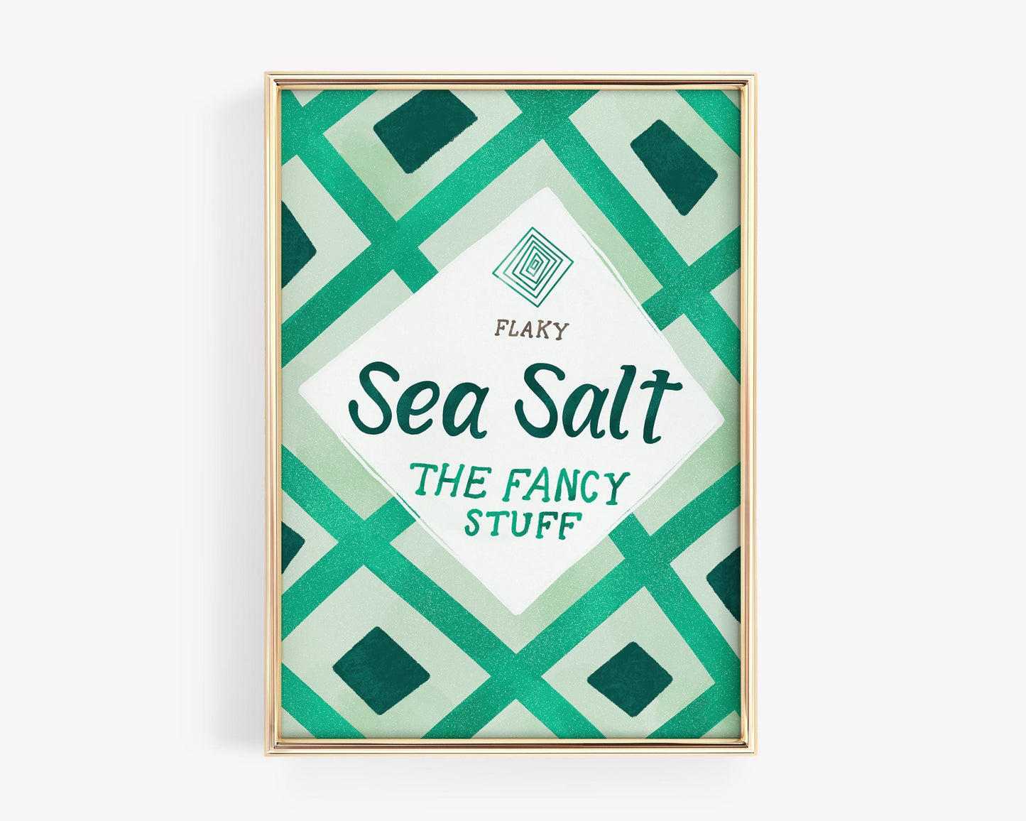 Maldon Sea Salt Print | Green Kitchen Decor | Retro Pantry Wall Art | Chef Gift