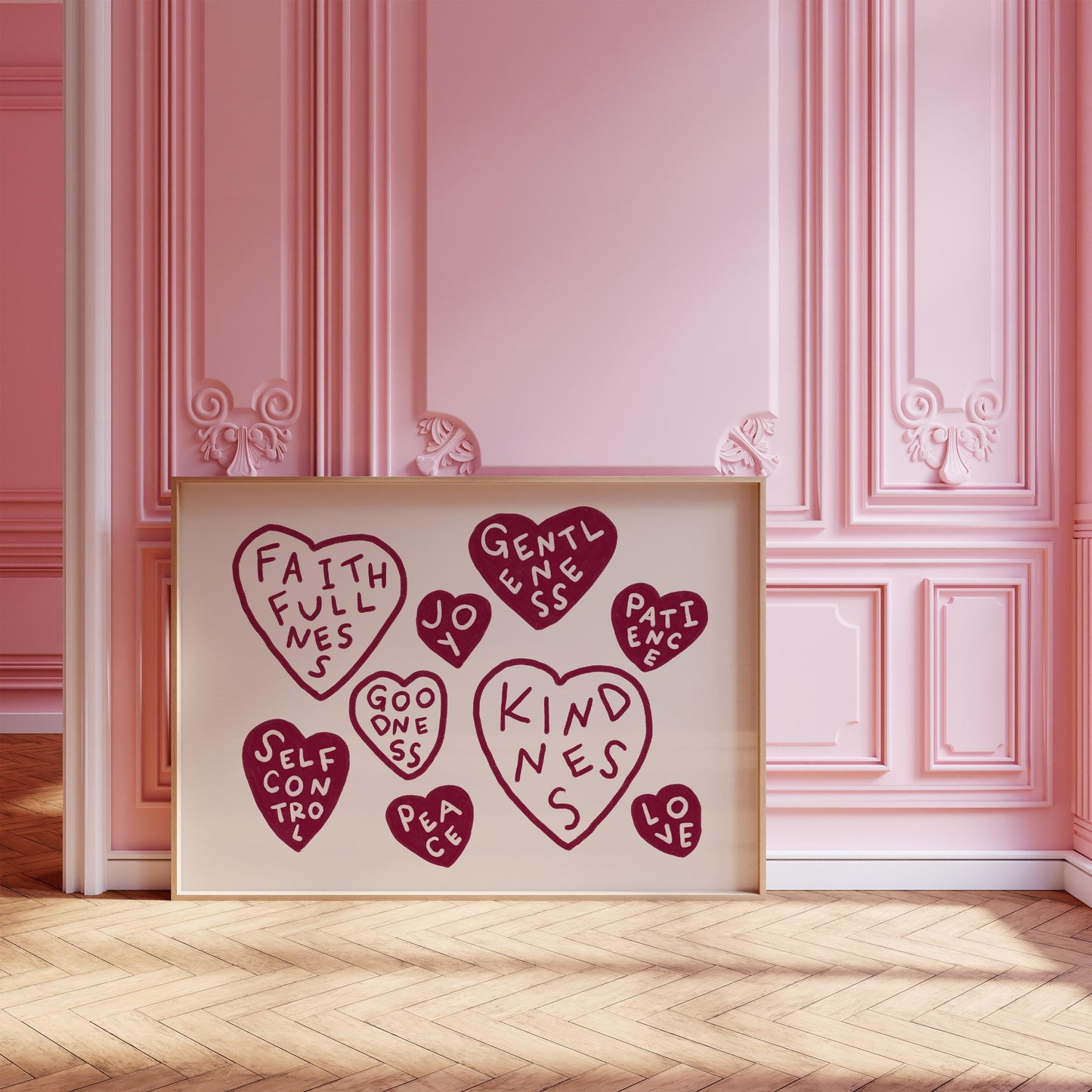 Fruits Of The Spirit Print | Burgundy Christian Wall Art | Faith Home Decor For Bedroom