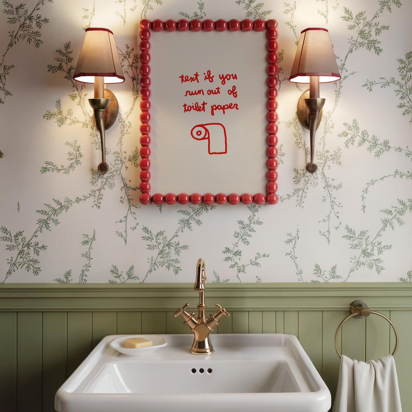 Red Text If You Need Toilet Paper Print | Funny Bathroom Wall Art | Playful Guest Powder Room Decor