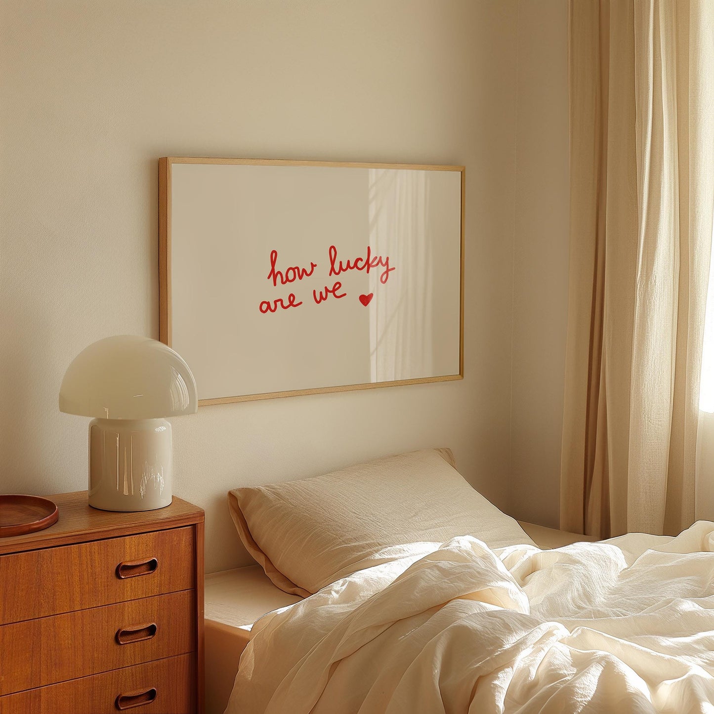 How Lucky Are We Print | Red Love Quote | Romantic Wall Art for Bedroom