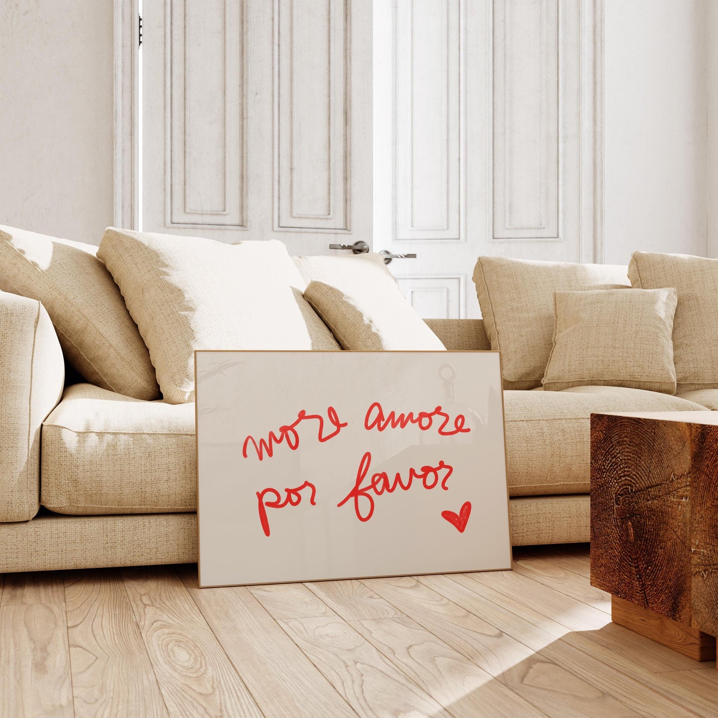 More Amore Por Favor Quote | Red Typography Wall Art | Cute Love Print | Modern Bedroom Decor