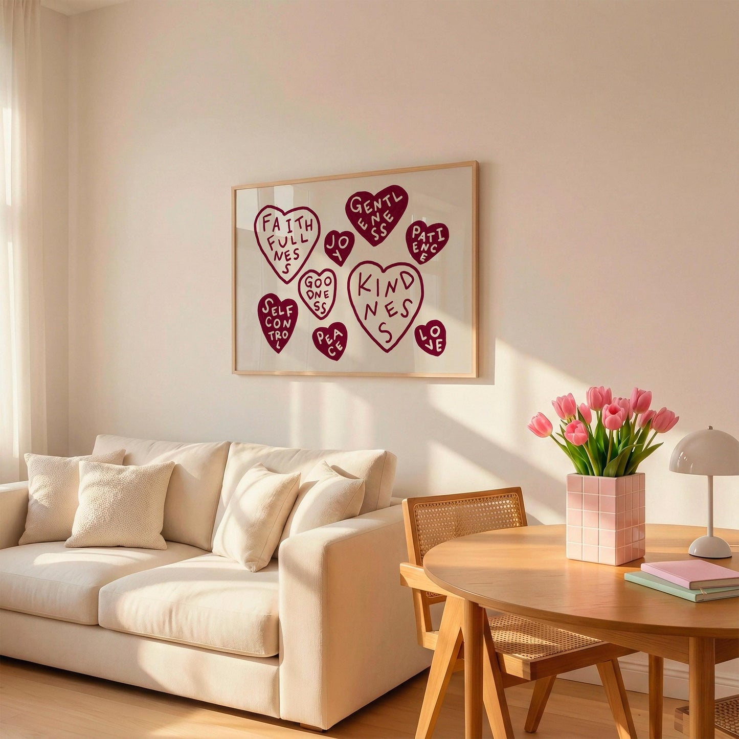 Fruits Of The Spirit Print | Burgundy Christian Wall Art | Faith Home Decor For Bedroom