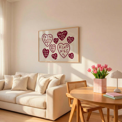 Fruits Of The Spirit Print | Burgundy Christian Wall Art | Faith Home Decor For Bedroom