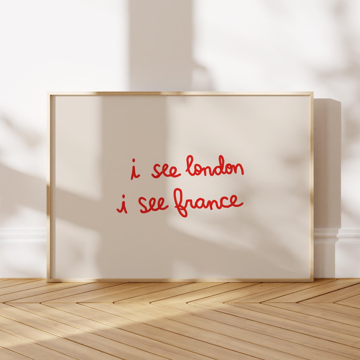I See London I See France Print | Red Bathroom Wall Art | Cheeky Powder Room Decor
