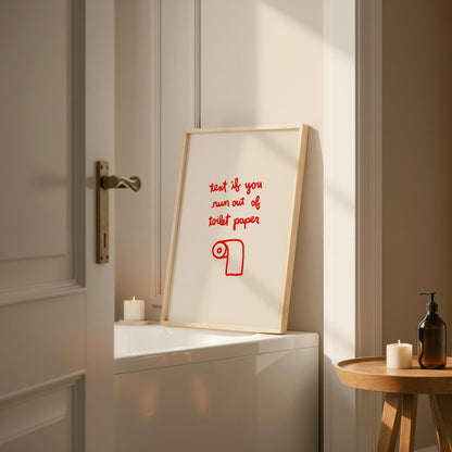 Red Text If You Need Toilet Paper Print | Funny Bathroom Wall Art | Playful Guest Powder Room Decor
