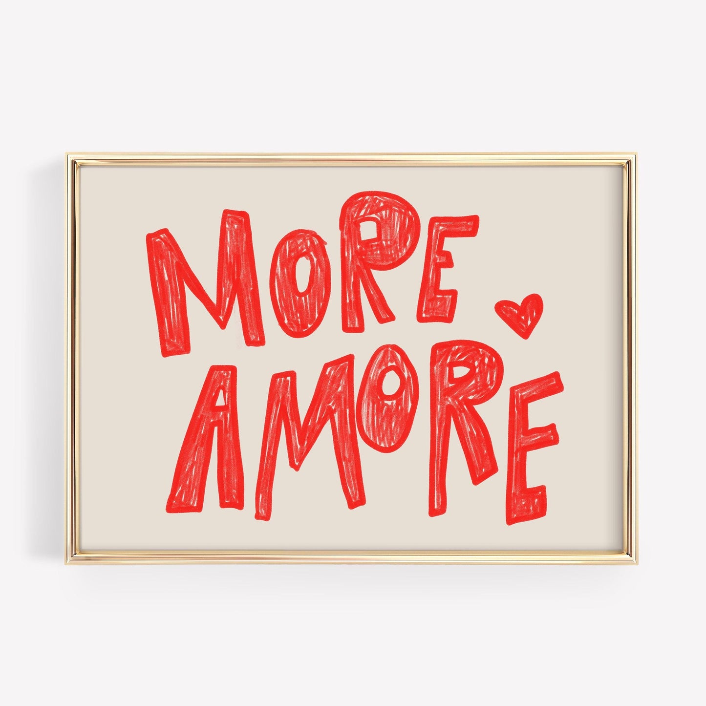 More Amore Wall Art | Red Typography Print | Romantic Bedroom Art
