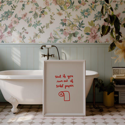 Red Text If You Need Toilet Paper Print | Funny Bathroom Wall Art | Playful Guest Powder Room Decor