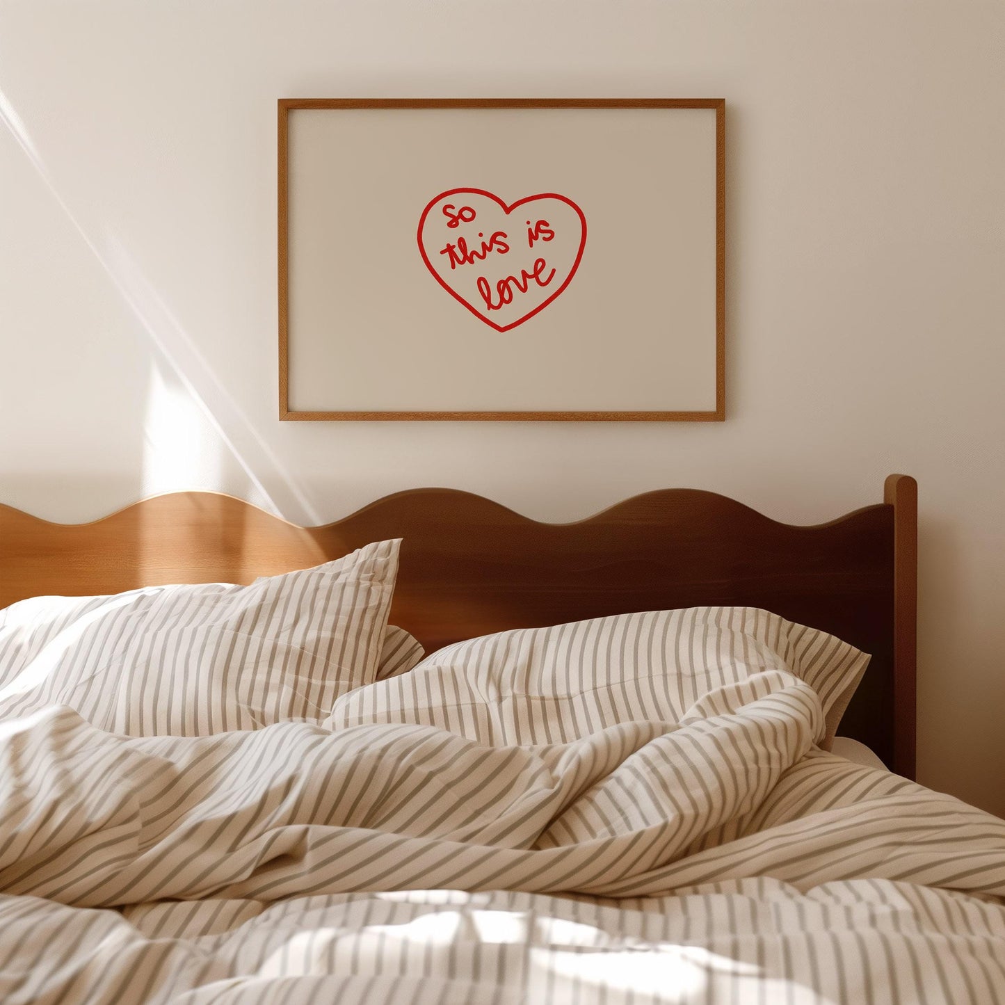 So This Is Love Red Heart Print | Romantic Wall Art | Love Quote Print for Bedroom Decor