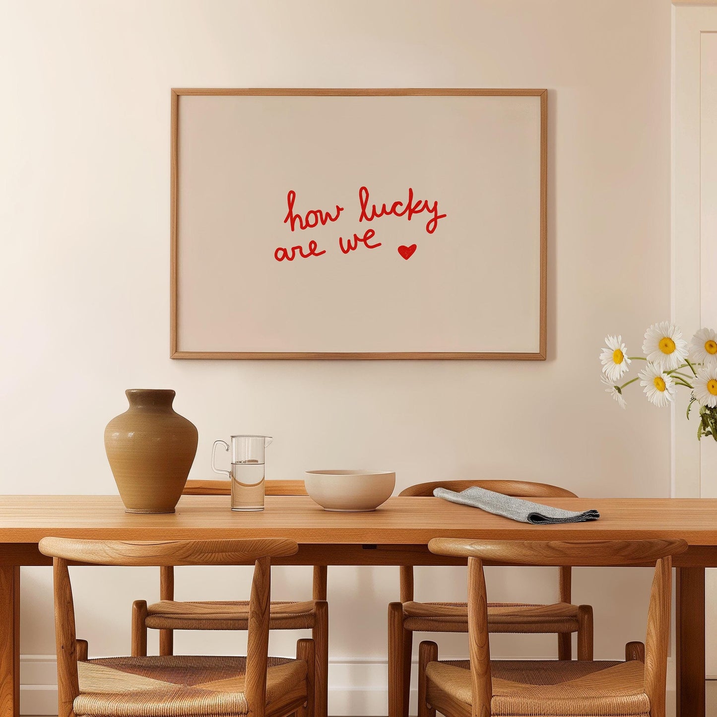How Lucky Are We Print | Red Love Quote | Romantic Wall Art for Bedroom