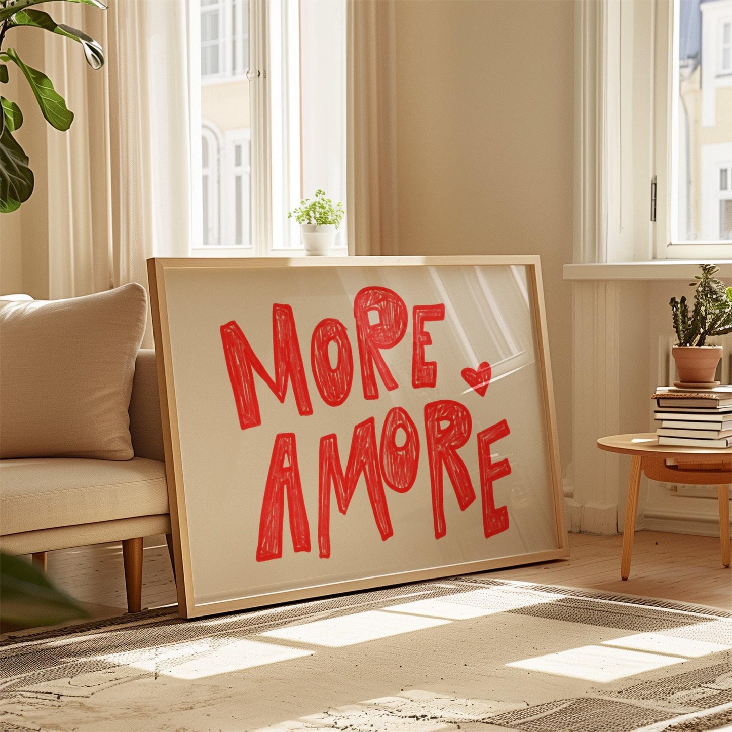 More Amore Wall Art | Red Typography Print | Romantic Bedroom Art