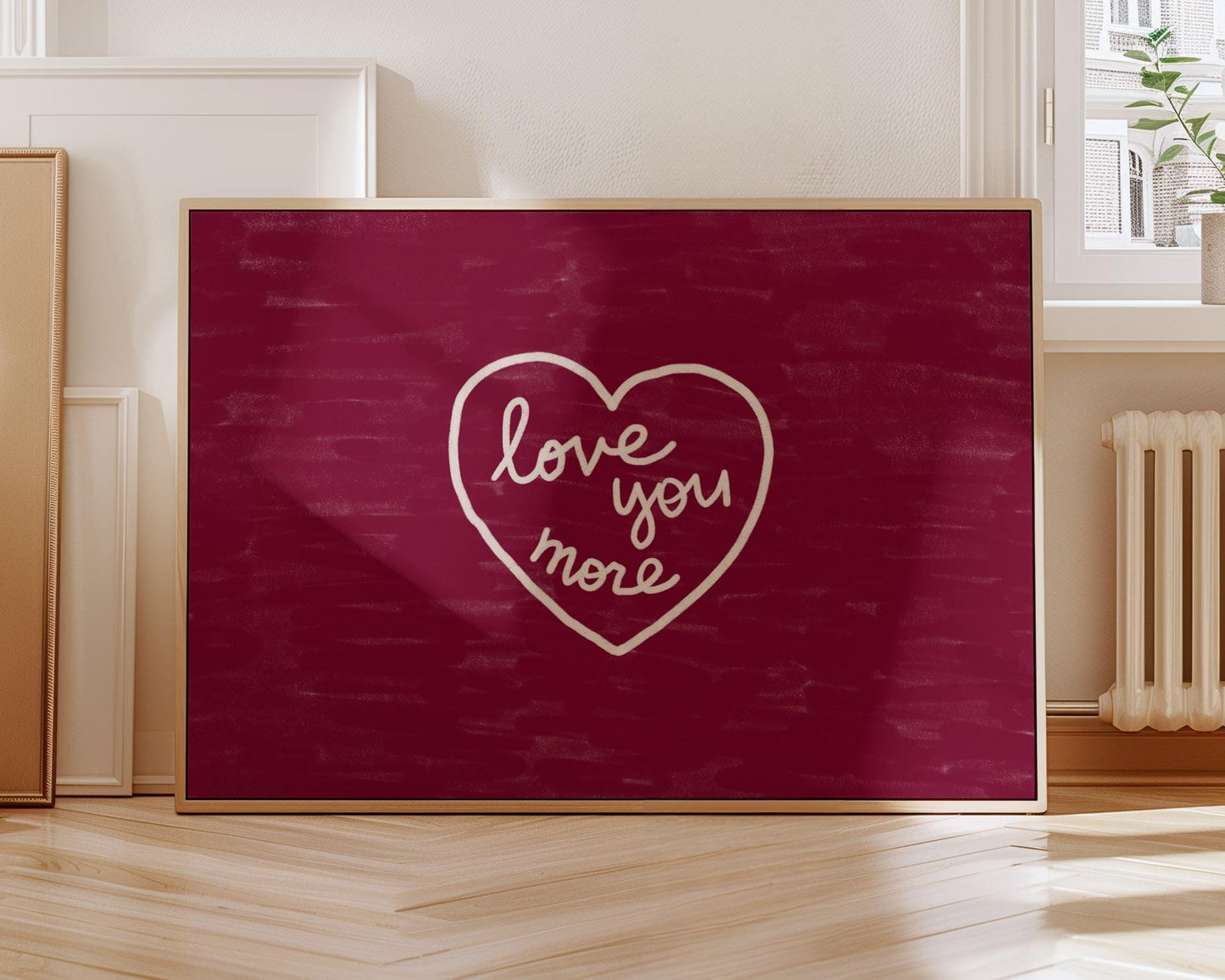 Love You More Print | Burgundy Romantic Wall Art | Cozy Bedroom Decor