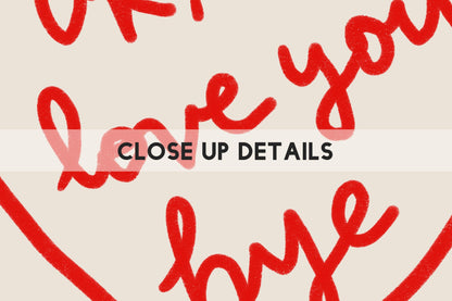 Ok Love You Bye Print | Red Heart Wall Art | Trendy Entryway Decor for Living Room
