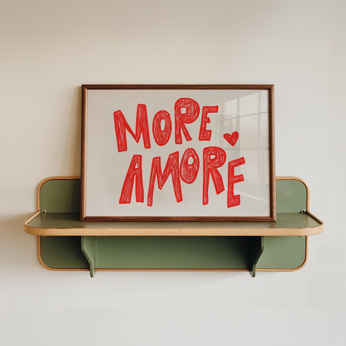 More Amore Wall Art | Red Typography Print | Romantic Bedroom Art
