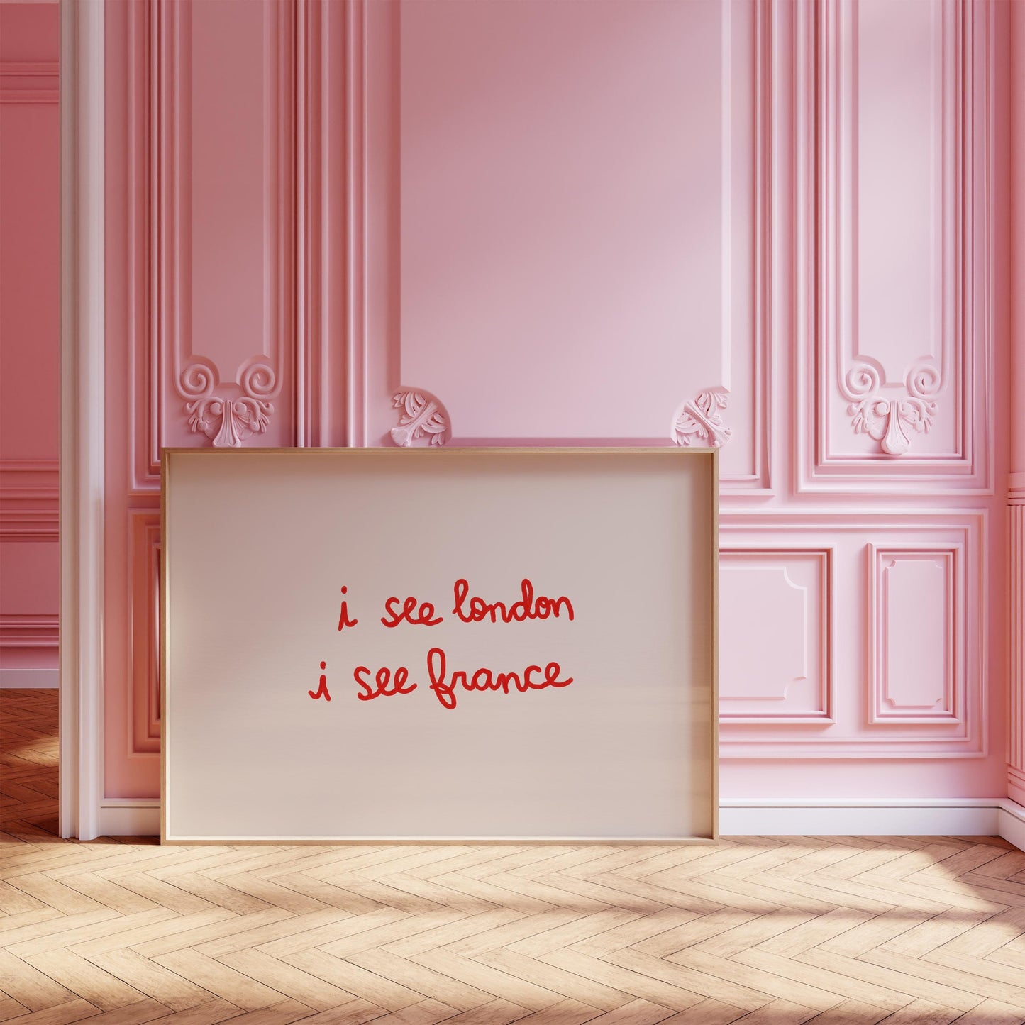 I See London I See France Print | Red Bathroom Wall Art | Cheeky Powder Room Decor
