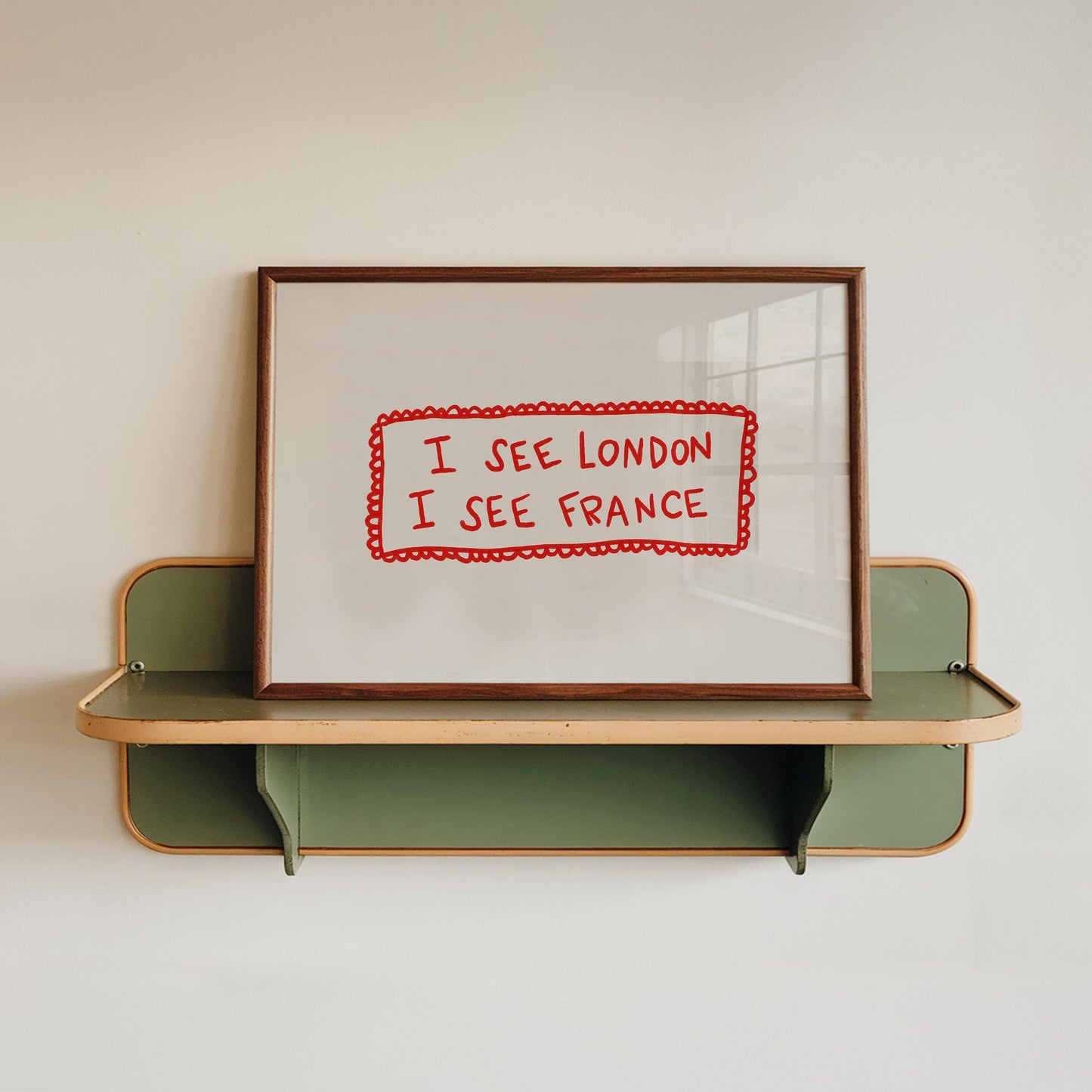 I See London I See France Print | Cheeky Bathroom Wall Art | Red Quote | Playful Decor