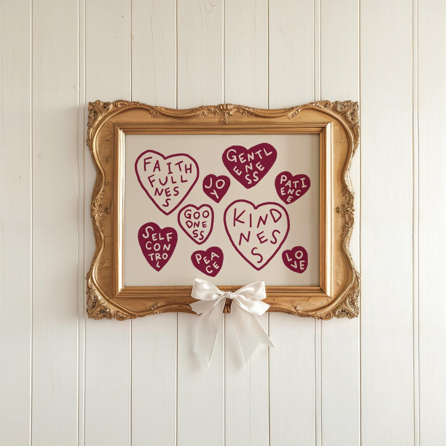 Fruits Of The Spirit Print | Burgundy Christian Wall Art | Faith Home Decor For Bedroom