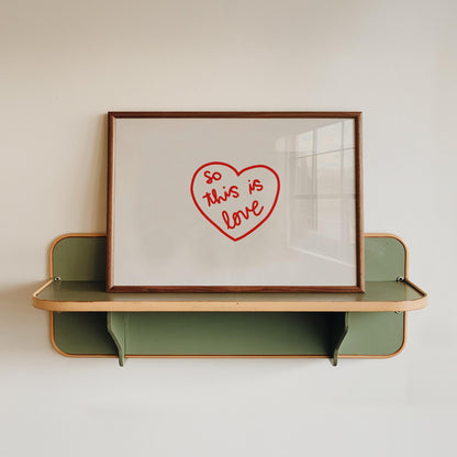 So This Is Love Red Heart Print | Romantic Wall Art | Love Quote Print for Bedroom Decor