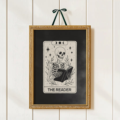 Skeleton Reader Tarot Card