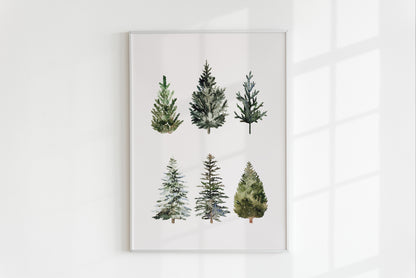 Watercolor Pine Trees