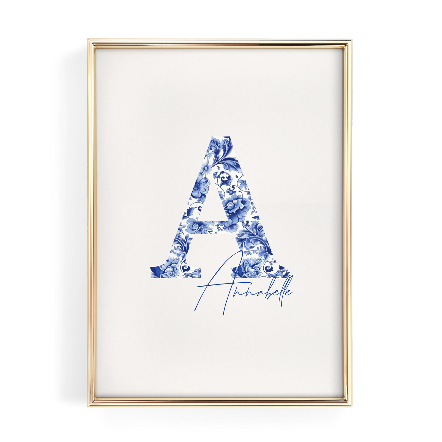 Blue Chinoiserie Initial Name Print