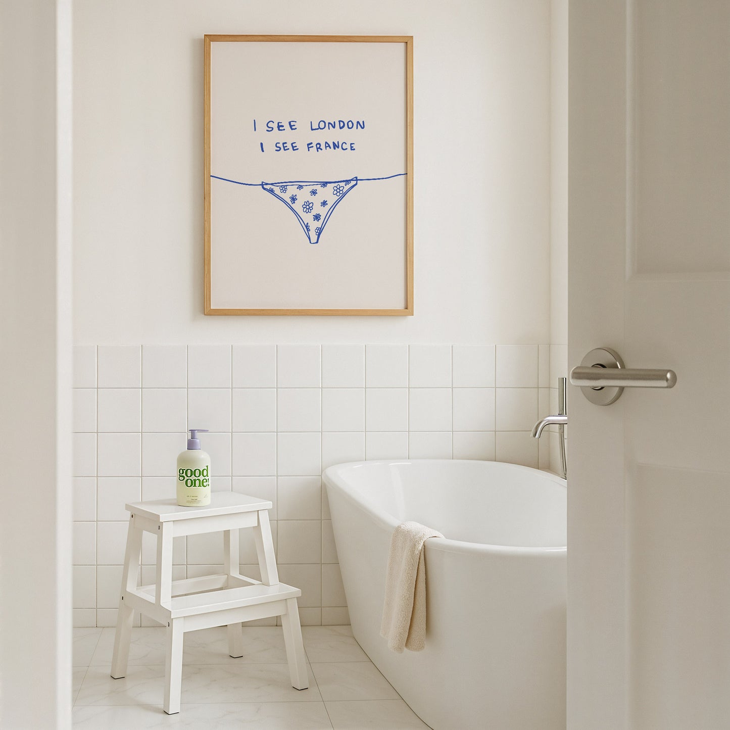 Blue I See London I See France Bathroom Print
