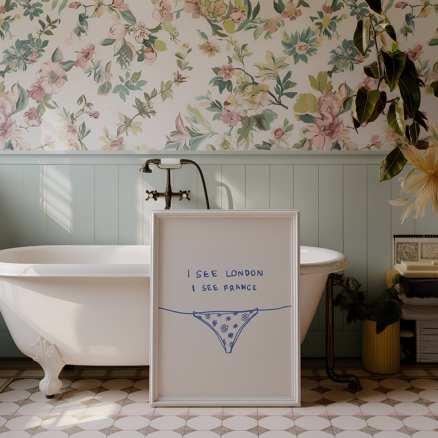 Blue I See London I See France Bathroom Print