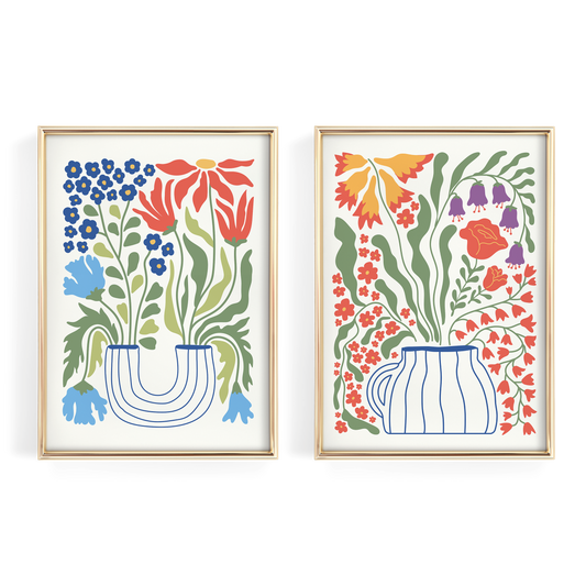 Scandinavian Floral Potted Plant Set