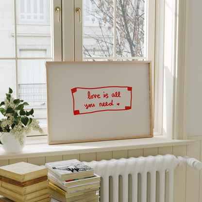 Love Is All You Need Print | Red Fortune Cookie Art | Cozy Living Room Decor